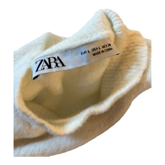 ZARA Cream Mock neck Sweater Size L - Picture 3 of 3